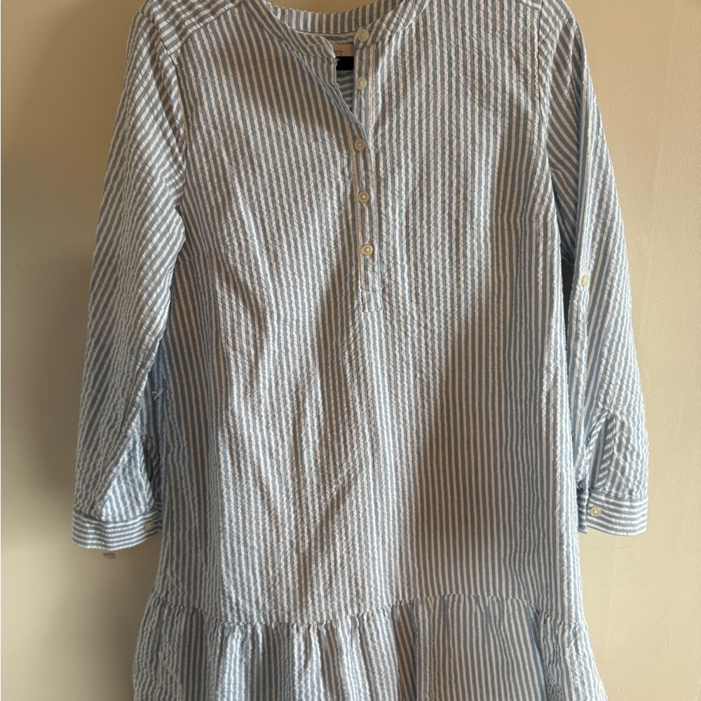 LOFT Blue and White Striped Shirt dress